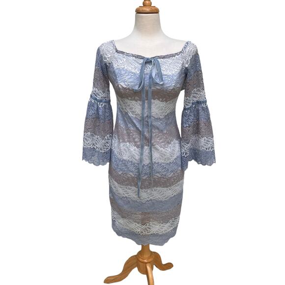 Alexia Admor Dresses & Skirts - Alexia Admor Lace Mini Dress Sz 2 Off Shoulder Blue NWT Boho Coquette Romantic
